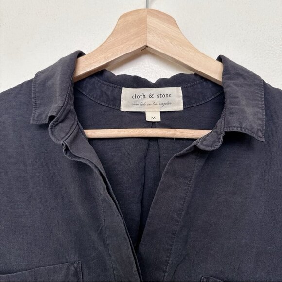 Anthropologie Womens Medium Grey Wash Cloth & Stone Buttondown Shirt - Picture 12 of 16